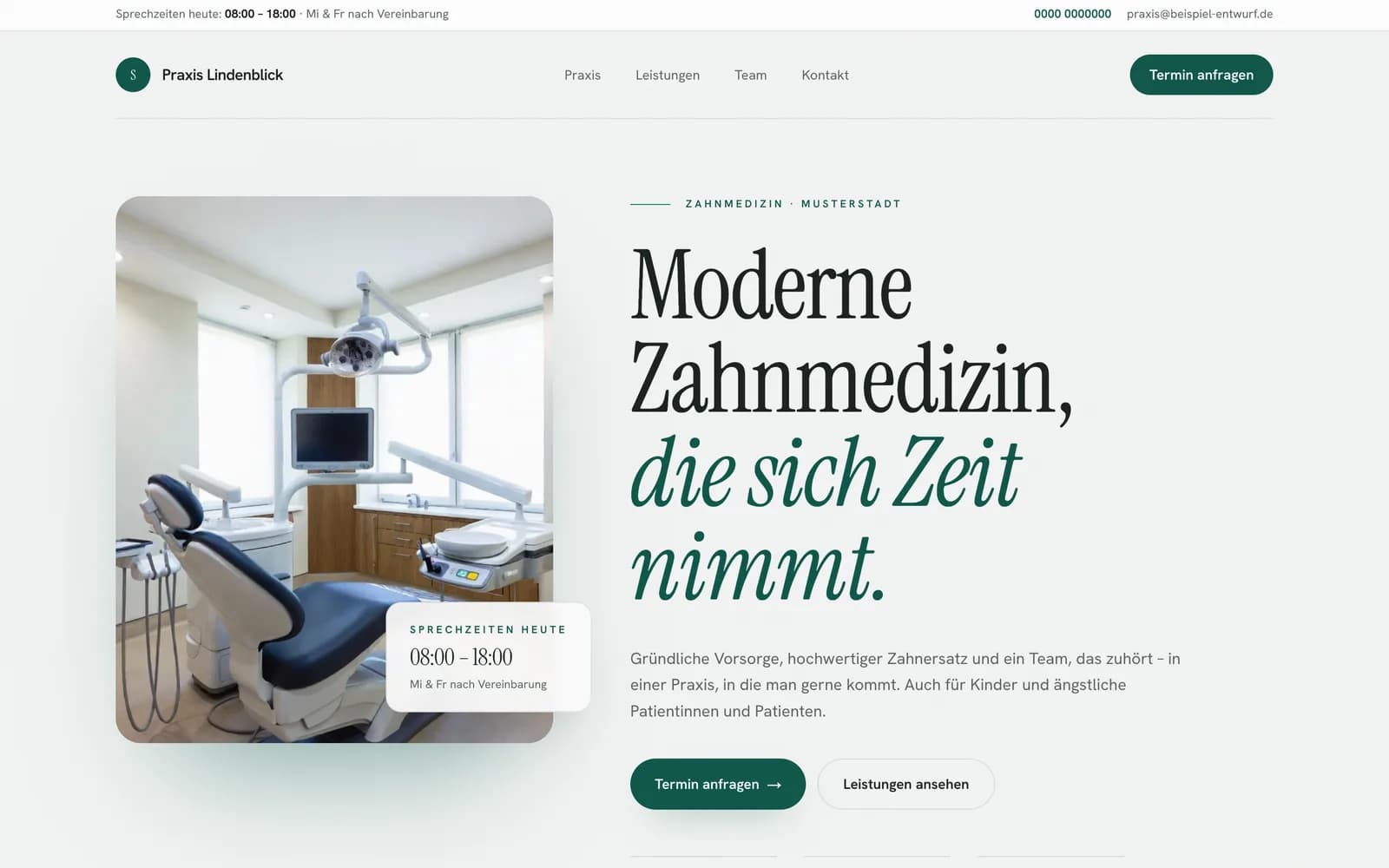 Vorschau der Demo-Website Praxis Lindenblick
